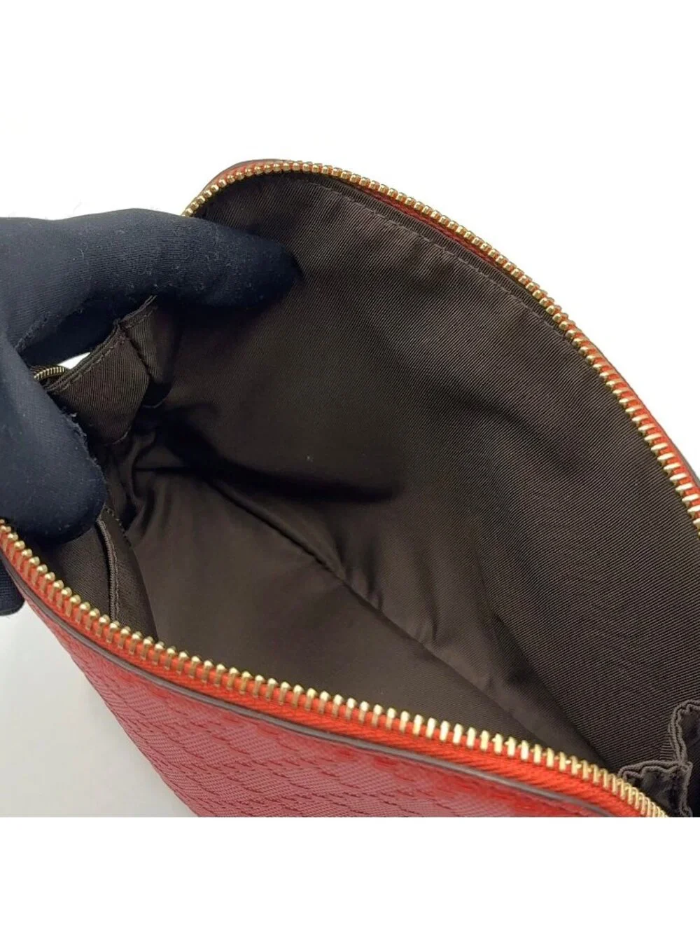 Gucci Diamante Leather Red Pouch Gold